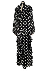 Prettiest Resort 2017 Gucci by Alessandro Michele Black & White Polka Dot Silk Chiffon Dress