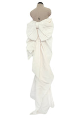 Gorgeous 2013 Lanvin Blanche by Alber Elbaz Strapless Ivory Silk Wedding Dress w Back Bow & Ruffle