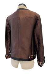 Spring 2005 Prada Runway & Ad Canmpaign Brown Silk Jacket w Extensive Beading & Embellishments