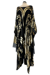 Extraordinary Fall 1992 Paco Rabanne Haute Couture Runway Sample Look 31 Metallic Gold & Black Silk Caftan Dress