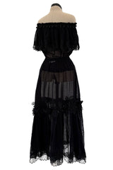 Spring 1977 Yves Saint Laurent 'Spanish Collection' Off-Shoulder Black Top & Skirt Set