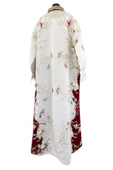 Extraordinary Spring 2022 Valentino by Pierpaolo Piccioli Look 78 Burgundy & White Embroidered Robe Dress