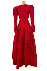 Stunning Fall 1994 Givenchy Haute Couture Original Runway Sample Dress w Front Black Bow