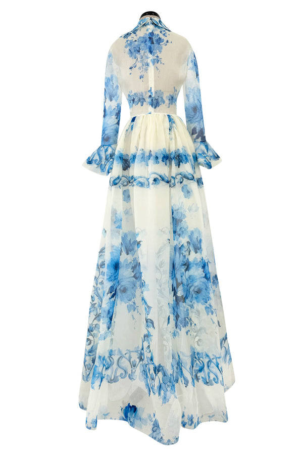 Pre-Fall 2020 Valentino by Pierpaolo Piccioli Runway Look 3 Blue & White Silk Organza Dress