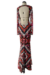 Fantastic Spring 2012 Emilio Pucci by Peter Dundas Runway Look 10 Coral Print Open Back Dress