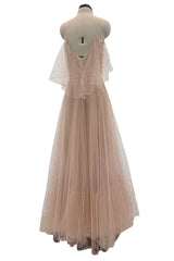 Fall 2016 Valentino by Pierpaolo Piccioli Nude Pink Net Dress w Scattered Silver Sequin & Beads