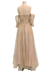 Magical Fall 2021 Christian Dior by Maria Grazia Chiuri Fine Gold Metallic Net Dress w Full Skirt