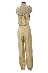 Amazing 2021 Fendi by Kim Jones Holiday Collection & Ad Campaign Metallic Gold Lurex Jumpsuit