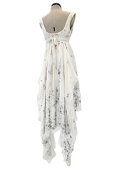 Important Fall 2003 Alexander McQueen 'Scanners" Runway Look 55 White Silk Corset Dress w Silver Sequins & Embroidery