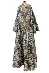 Phenomenal Fall 1993 Paco Rabanne Haute Couture Runway Sample Look 51 Metallic Gold & Silk Net Evening Caftan Coat