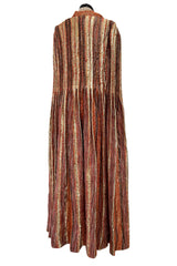 Incredible 1980s Carolina Herrera Angora & Mohair Knit Cape w Panels of Metallic Gold Thread