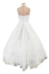 Fairy Tale 2010s Giambattista Valli White Dotted Silk Tulle Wedding Dress w Full Layered Netted Skirt