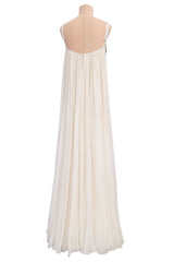 2022 Alexander McQueen by Sarah Burton Silk Chiffon Dress w Silver Bead Detailed Bodice
