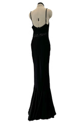 Exceptional Spring 1999 Christian Dior by John Galliano Black Bias Cut Silk Dress w Lace Detailing