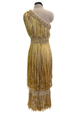 Outstanding Cruise 2011 Chanel by Karl Lagerfeld Runway Look 36 Gold Ribbon & Metallic Gold Cord Knit Dress