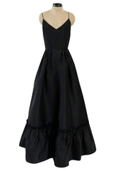 Dreamy 1980s Valentino Black Silk Wide Ruffled Hem Dress w Matching Wide Bell Sleeve Cropped Jacket