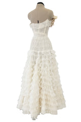 Fantastic Fall 2008 Roberto Cavalli Runway Look 38 Lace Cream Dress w Floral Shoulder Detail