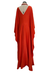 Spring 2022 Chloe by Gabriela Hearst Deep Burnt Orange Silk Caftan Dress w Hand Braided & Shell Detailing