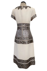 Superb Fall 2007 Oscar de la Renta Runway Look 38 Sequin & Bead on Ivory Boucle Wool Runway Dress