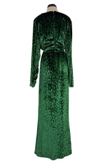 Beautiful Fall 2012 Gucci by Frida Giannini Runway Look 35 Deep Green Velvet Dress w Leopard Pattern