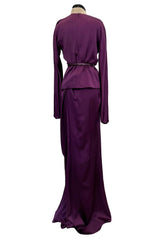 Rare Fall 2007 Christian Dior by John Galliano Runway Look 43 Purple Hammered Silk Top Skirt Dress Set