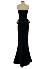 Spectacular Spring 2014 Alexander McQueen by Sarah Burton Strapless Crystal Detailed Peplum Dress