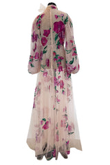 Dreamy Pre-Fall 2020 Valentino by Pierpaolo Piccioli Look 45 Pink Sequin Floral Net Dress