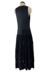 Incredible 1990s Chanel by Karl Lagerfeld Silk & Silk Chiffon Jumpsuit w Camellia Applique Overskirt