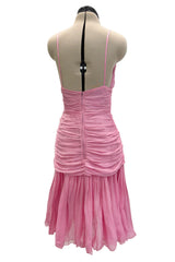 Recent Prada by Miuccia Prada Pale Pastel Pink Silk Chiffon Gathered Halter Dress