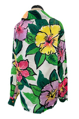 Stunning Spring 1992 Todd Oldham Runway Silk Organza Floral Top w Hand Painted Floral Design