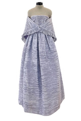 Elegant Late 1950s Sybil Connolly Couture Pale Lavender Pleated Linen Strapless Dress w Shawl