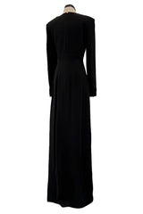 Cruise 2016 Yves Saint Laurent by Hedi Slimane Couture Black Dress w Mesh & Crystal Front