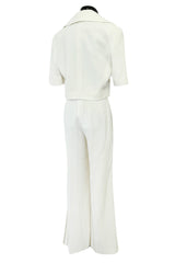 Chic Spring 1993 or 1996 Christian Dior by Gianfranco Ferre Numbered White Tux Pant Suit