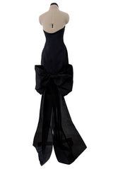 Spring 1987 Yves Saint Laurent Runway Mini Dress w Floor Length Back Bow