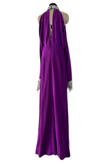 Rare Fall 2001 Thierry Mugler Runway Purple Silk Crepe Dress w the Most Incredible Open Cuts Outs