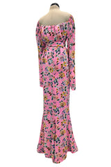 c.Spring 1986 Yves Saint Laurent Haute Couture Floral Silk with Belt