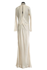 1970s Halston Couture by Roy Halston Bias Cut Silk Dress w Flared Sleeves & Keyhole Back Slit