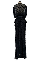 Chic Fall 1979 Givenchy by Hubert de Givenchy Runway Black Silk & Velvet with Inner Slip