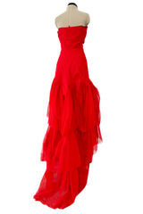 Spring 2012 Vivienne Westwood Runway Look 48 Red Silk Tulle Corset Dress w Full Netted Skirt