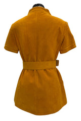 Late 1960s Christian Dior by Marc Bohan Chic Mustard Coloured Short Sleeved Soft Suede Jacket & Belt