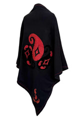 Rare Fall 1981 Christian Dior by Marc Bohan Haute Couture Wool Leather & Velvet Triangle Shawl