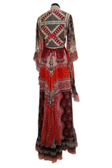 Spring 2020 Etro by Veronica Etro Runway Look 29 Printed Silk Chiffon Dress w Beaded & Embroidered Bodice