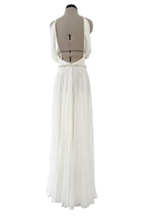 Spring 2012 Ralph Lauren Purple Label Runway Look 53 Backless Ivory Jersey Dress w Pearl Belt