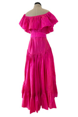 Dreamy Spring 1980 Yves Saint Laurent Runway Feather Light Iridescent Pink Silk Dress