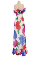 Iconic Spring 1984 Hubert de Givenchy Haute Couture Runway Silk Chiffon Strapless Dress & Coat Set