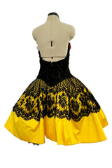 Rare Spring 1988 Christian Lacroix Demi-Couture Luxe Label Strapless Mini Dress w Lace & Bow Details