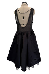c. 2006 Prada by Miuccia Prada Black Silk & Silk Chiffon Low Scooped Back Sleeveless Puff Dress