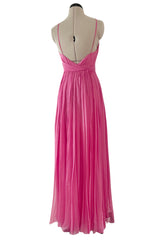 Resort 2008 Christian Dior by John Galliano Pink Silk Chiffon Plunge Dress
