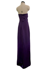2010s Valentino Roma Strapless Purple Jersey Dress w Built in Corset & Extended Front Ruffles