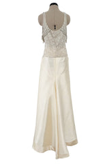 Extraordinary Spring 2001 Original Valentino Runway Look 73 Sequin Top & Ivory Silk Skirt Set